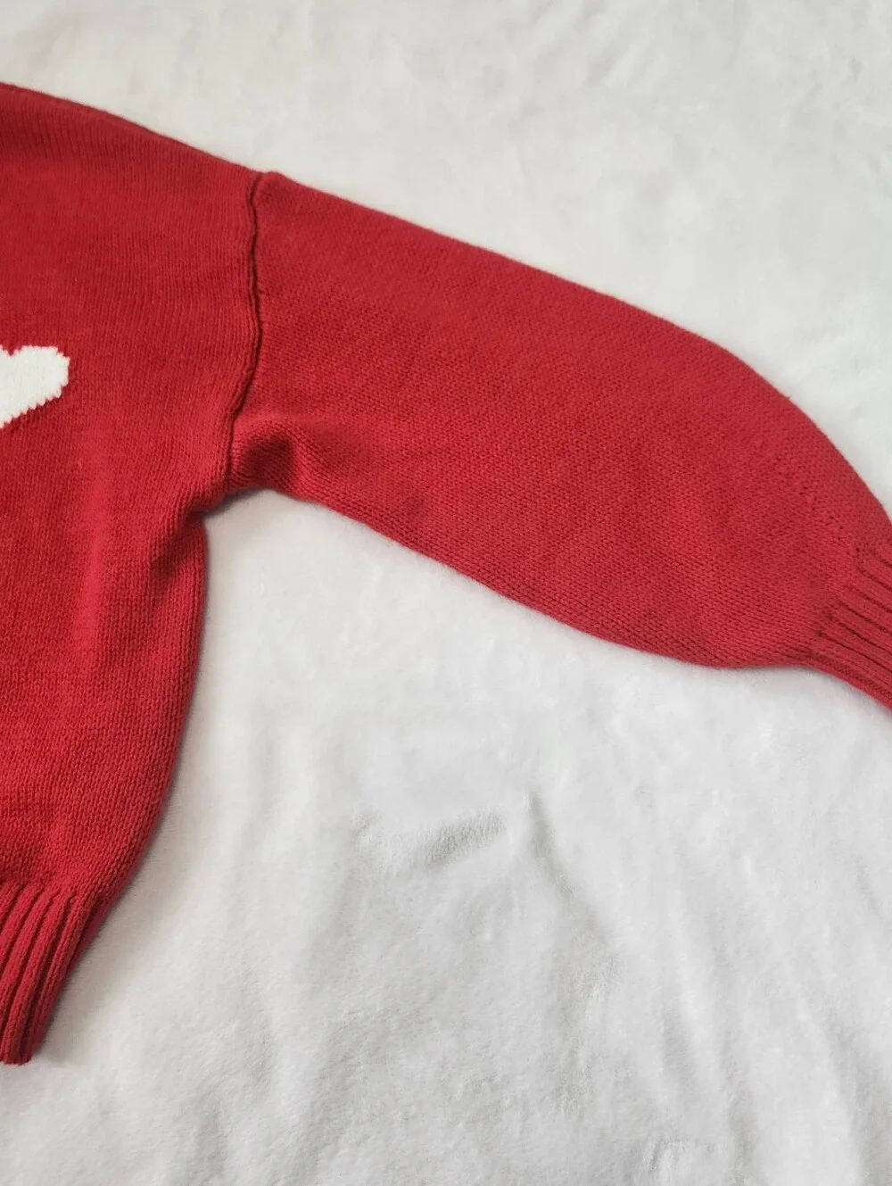 Old Navy Red Cropped Short V-Neck Cardigan with White Heart